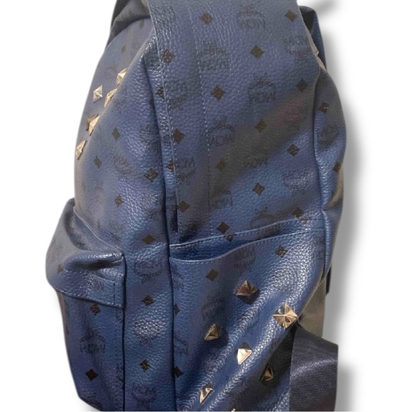 MCM Stark Studded Backpack in Blue Visetos Leather Authentic, Unisex, Large Size - Picture 2 of 8